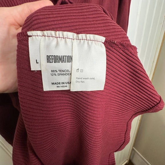 Reformation Annabella Ribbed Knit Long Sleeve Mini Dress Tie Front Size  Large - Picture 5 of 12